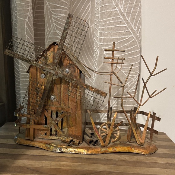 Vintage Rustic Metal Windmill Music Box - Picture 1 of 13